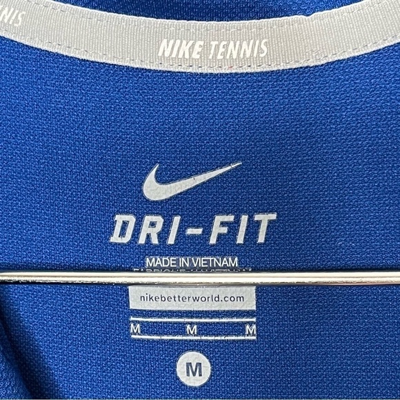 NIKE Tennis Collared Polo Golf Shirt Dri Fit Stripe Preppy - Picture 5 of 6